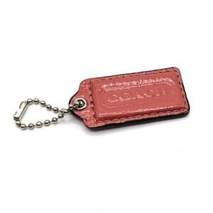 COACH Small Shiny Patent Leather Pink Hangtag Keychain Bag Charm Replacement